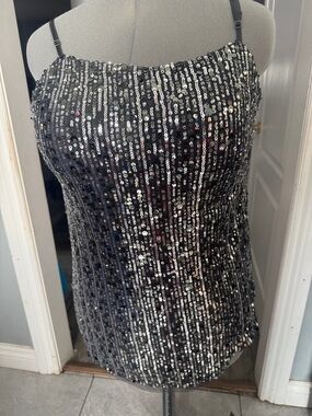 Black Sequin Cami Top
